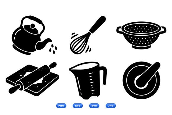 Black Kitchen Tools SVG Icons for Clean Blog Graphics & Crafts