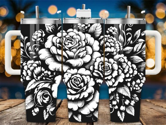 Black White Rose: Graphics for Crafts