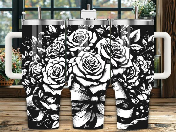 Botanical Rose Ribbon Graphics for Premium Crafts