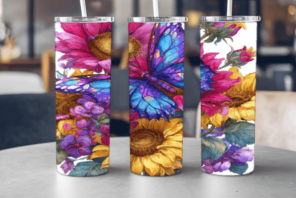 Butterfly Bloom Garden Graphics for Tumbler Wraps