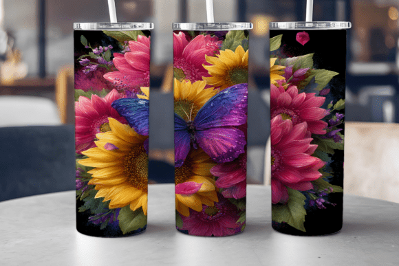 Butterfly Floral Wrap Graphics for Tumbler Wraps