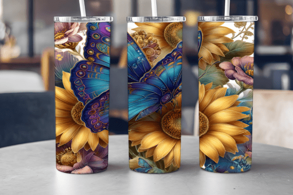 Butterfly Sunburst Wrap Graphics for Tumbler Wraps