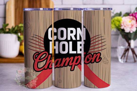 Cornhole Champion Wood 20oz Wrap Graphics
