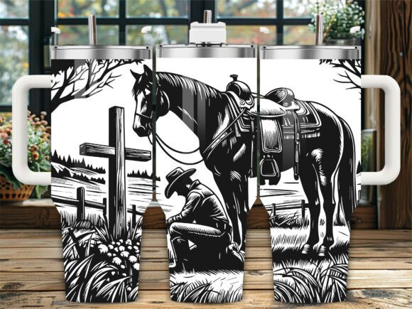Cowboy Kneeling Cross Graphics for Crafts