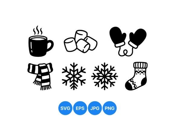 Cozy Winter Holiday Icons: Graphics for Seasonal Design