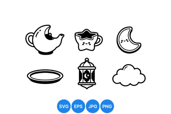 Cute Ramadan Kawaii Icon Pack Graphics