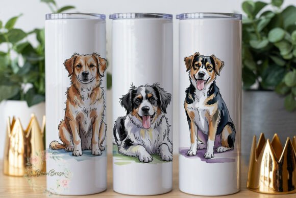 Dog Breeds Watercolor Tumbler Wrap Graphics