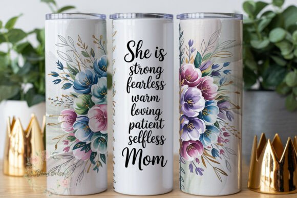 Elegant Watercolor Floral Mom 20oz Tumbl