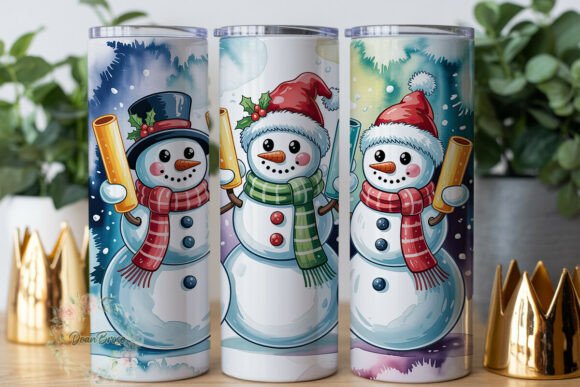 Festive Snowmen Winter 20oz Tumbler Wraps Graphics