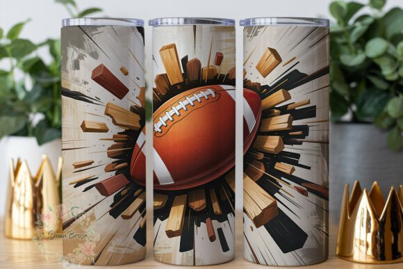 Football Burst Impact 20oz Tumbler Wrap Graphics for Tumbler Wraps