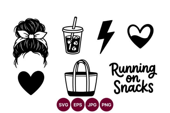 Hair Bun Bow Tote Bag Snacks Vector