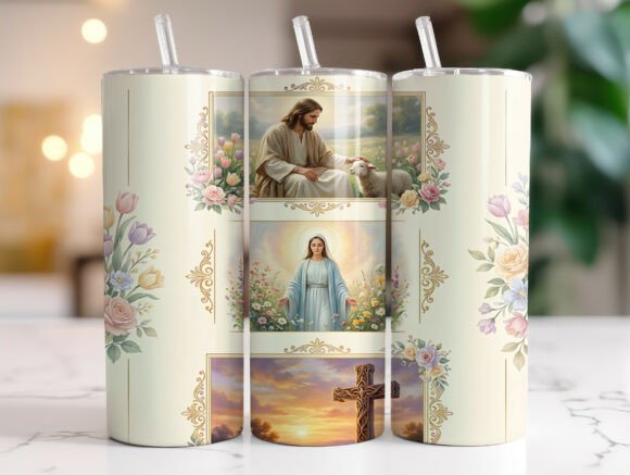 Jesus Good Shepherd Cross Easter Tumbler Graphics for Tumbler Wraps
