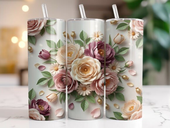 Luxurious Floral Bouquet Roses: Tumbler Wraps & Graphics