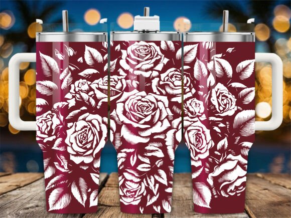 Maroon Floral Rose: Graphics for Crafts & Small Business Branding