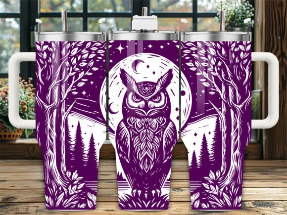 Moon Night Owl Forest Graphics for Crafts
