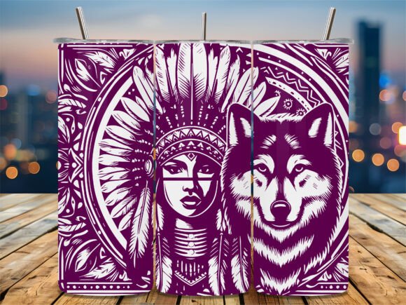 Native American Woman Wolf Graphics for Crafts