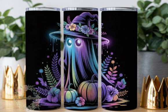 Neon Glow Ghost Pumpkin 20oz Wrap