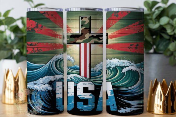 Patriotic Cross Ocean Tumbler Wrap Graphics Review