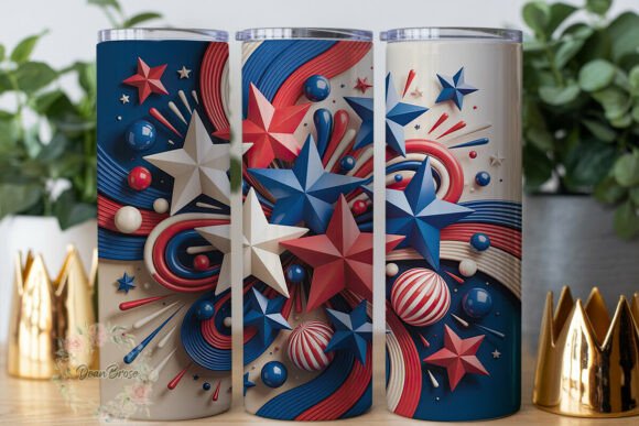 Patriotic Stars Swirl Tumbler Wraps Graphics
