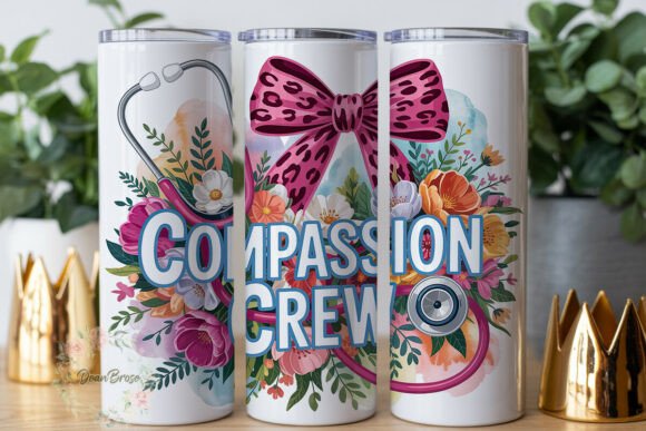 Pink Leopard Floral Medical Tumbler Wraps Graphics