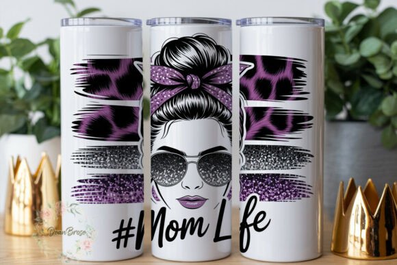 Purple Glitter Messy Bun 20oz Wrap Graphics