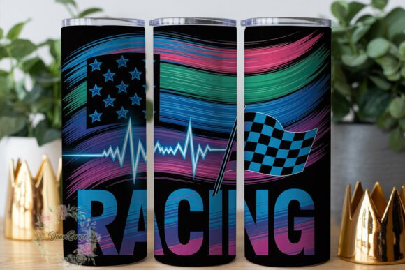 Racing Flag Neon Grunge Tumbler Wraps Graphics