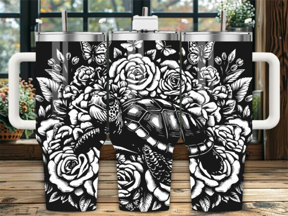 Rose Sea Turtle Graphics for Crafts