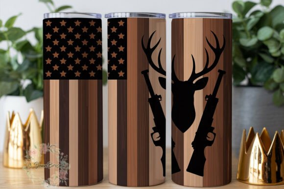 Rustic Flag Deer Gun 20oz Wrap Graphics