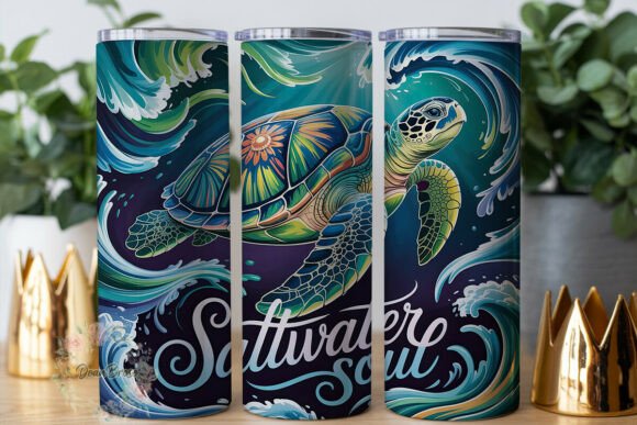 Saltwater Soul Sea Turtle Tumbler Wrap: Graphics for Tumbler Wraps