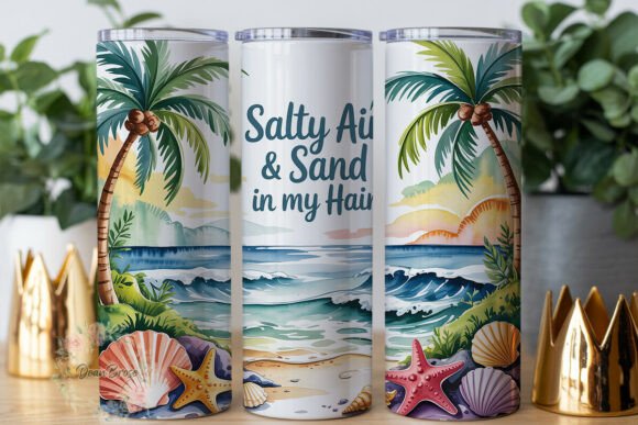 Salty Air Sand Beach Tumbler Wrap Graphics