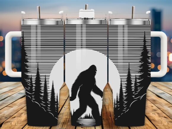 Sasquatch Forest Moon Tumbler Graphics for Crafts