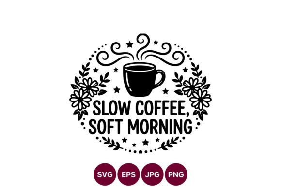 Slow Coffee Soft Morning Black Vector Graphics and Illustrations Review