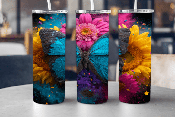 Sunny Butterfly Garden Graphics for Tumbler Wraps