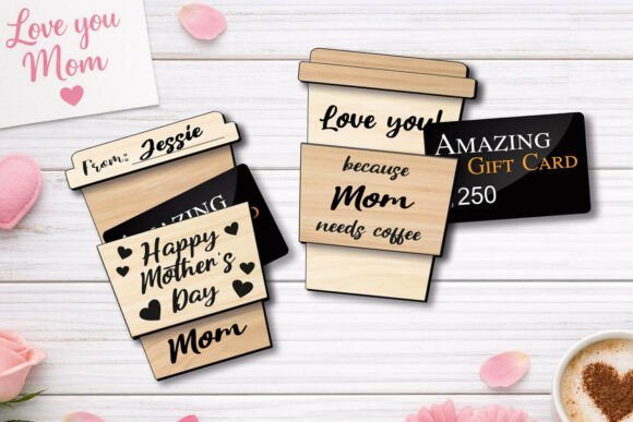 SVG Coffee Cup Mother's Day Gift Card: Laser Cutting Design for Real Projects
