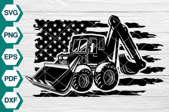 USA Loader Truck SVG Graphics & Backhoe Illustrations